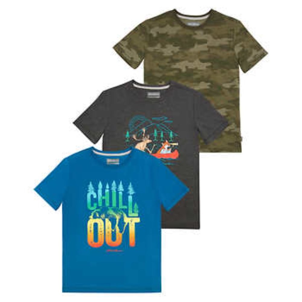 Eddie Bauer Youth Boys 3 Pack Tee Shirts Outdoors Camping Theme